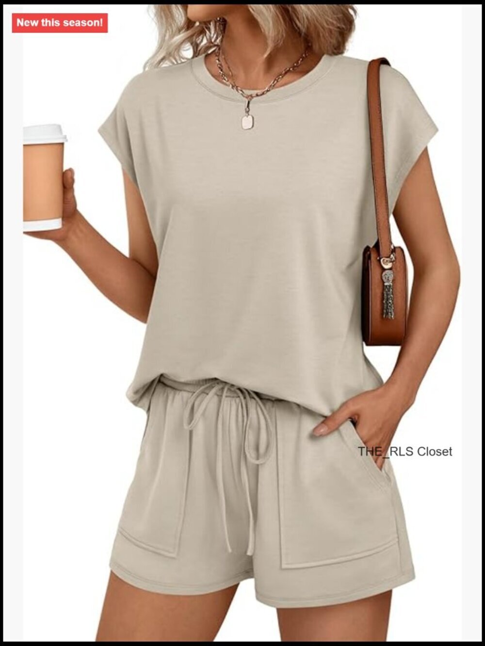 Crew Neck Two Piece Short Sets with Pockets, Lightweight Summer Sweatsuit